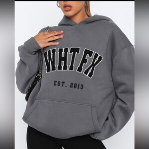 White fox Give It Away Oversized Hoodie Charcoal